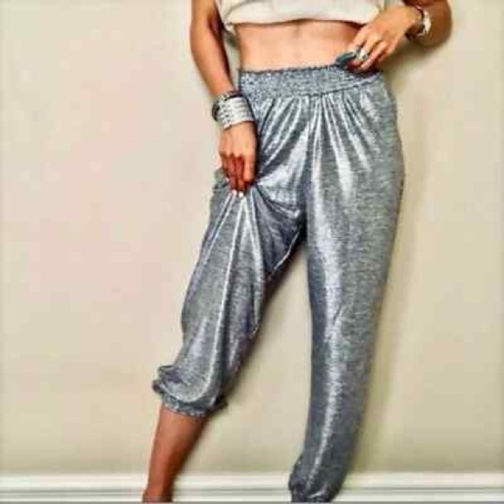 NWOT Anthropologie Metallic Joggers Large